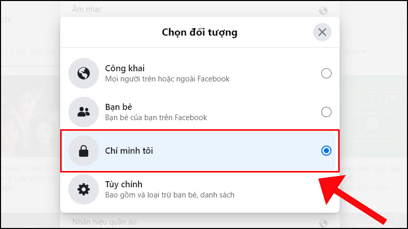 Bạn chuyển từ Công khai sang Chỉ mình tôi.